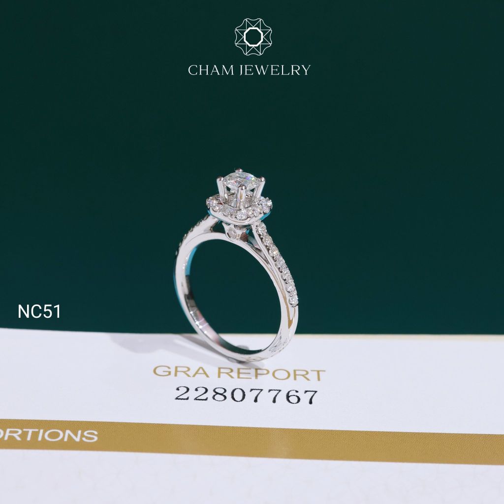 Nhẫn NC51 CHAM JEWELRY, Full Moissanite 4.5mm (C-OCNN38).