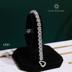 Lắc Tay LF31 CHAM JEWELRY, Full Moissanite Cao Cấp 6.0mm Khóa Tim (Barcode OCL07)