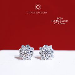 Hoa Tai CHAM JEWELRY BC30, Full Moissanite Chủ 4.0mm (Barcode CAD1VM47)