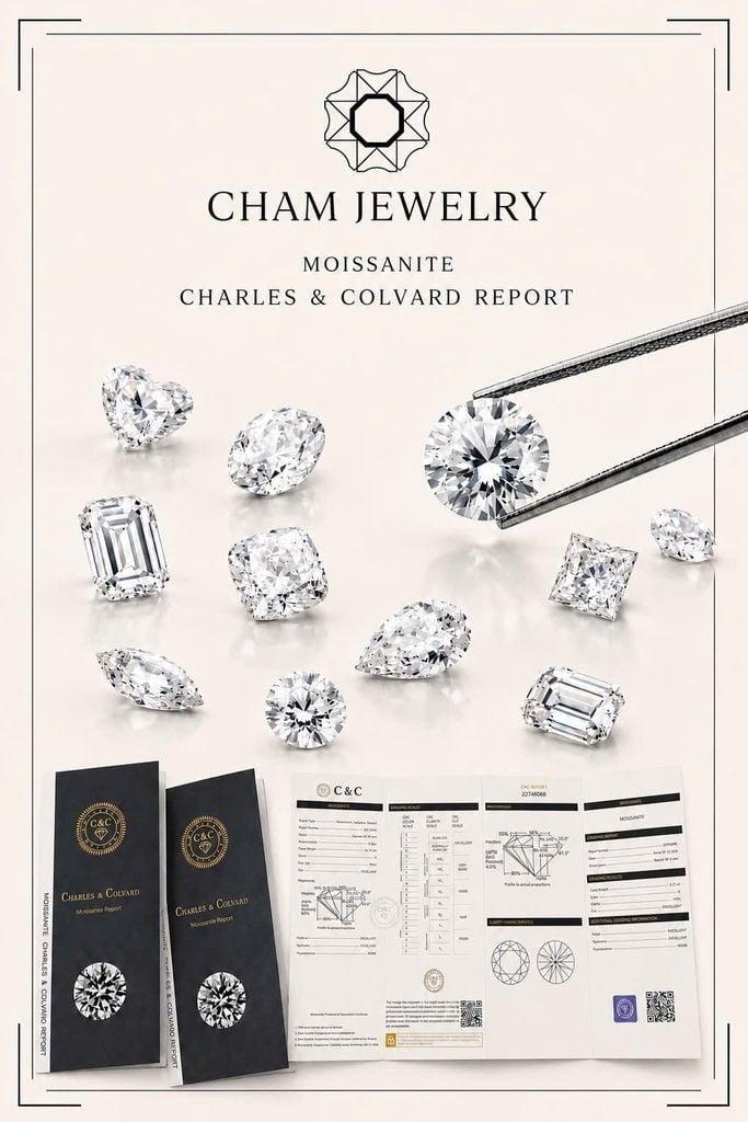 Nhẫn NC303 CHAM JEWELRY, Đá Moissanite C&C Chủ 4.5mm (Barcode OCNN99)