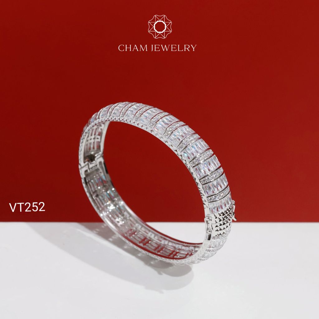 Vòng Tay CHAM JEWELRY VT252, Vòng Kiểu Full Đá Bản 12.0mm (Barcode PVH149)