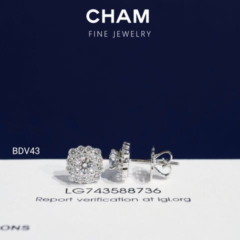 Hoa Tai BDV43 Vàng 10k Chủ 4.0mm Kim Cương Lab Grown Diamond (Barcode DBT1)