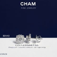 Hoa Tai BDV43 Vàng 10k Chủ 4.0mm Kim Cương Lab Grown Diamond (Barcode DBT1)