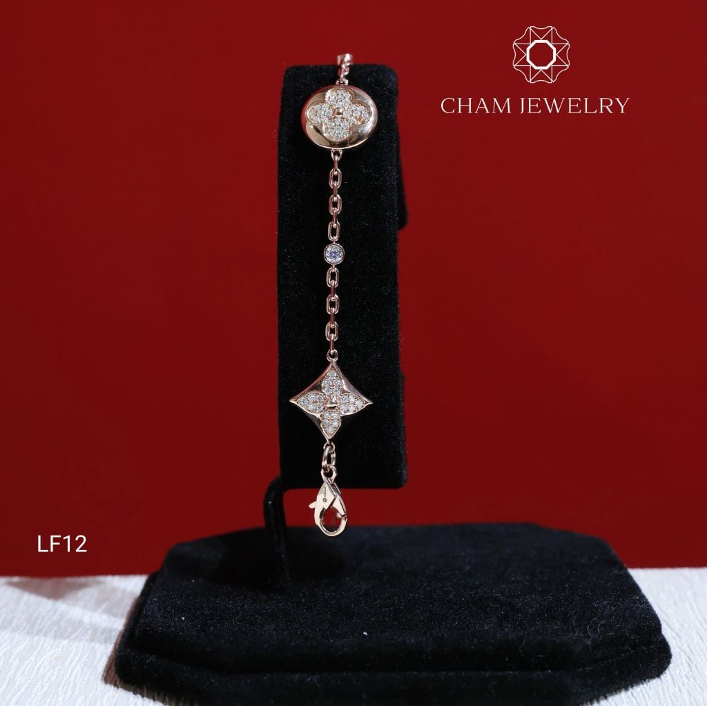 Lắc Tay LF12 CHAM JEWELRY, Lắc 4 Lá Moissanite (Barcode OLT05)