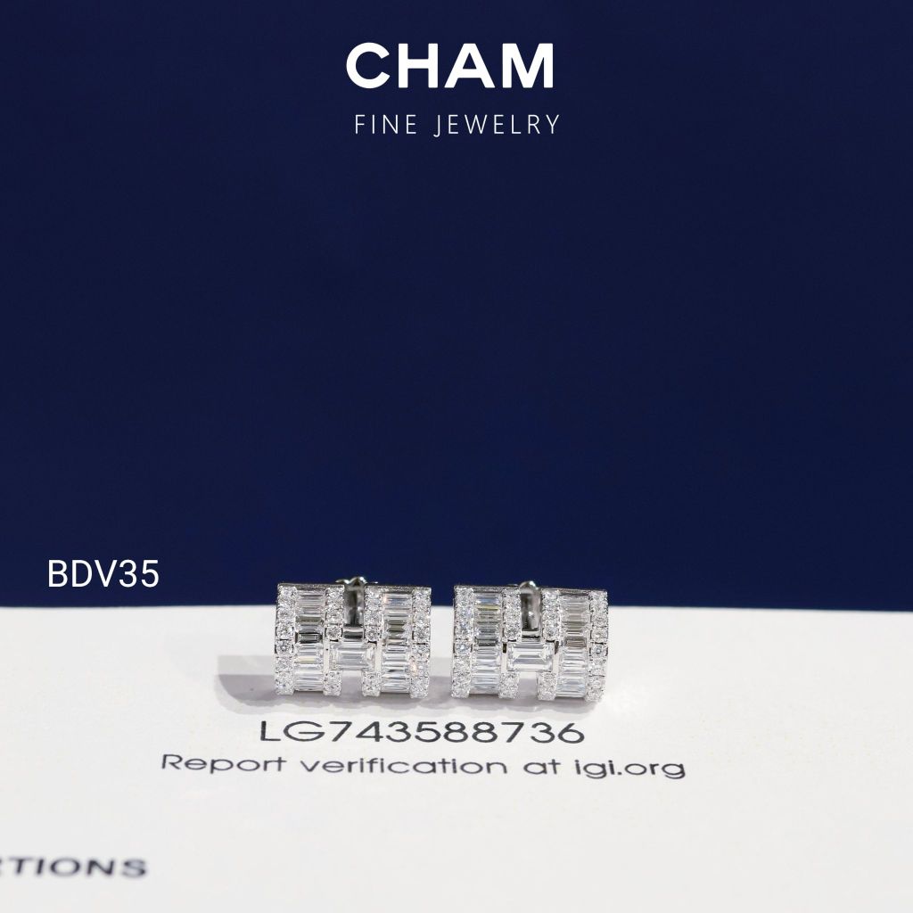 Hoa Tai BDV35 Vàng 10k Kim Cương Lab Grown Diamond