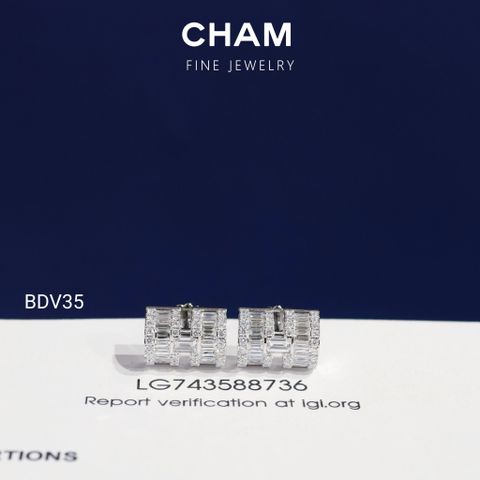 Hoa Tai BDV35 Vàng 10k Kim Cương Lab Grown Diamond