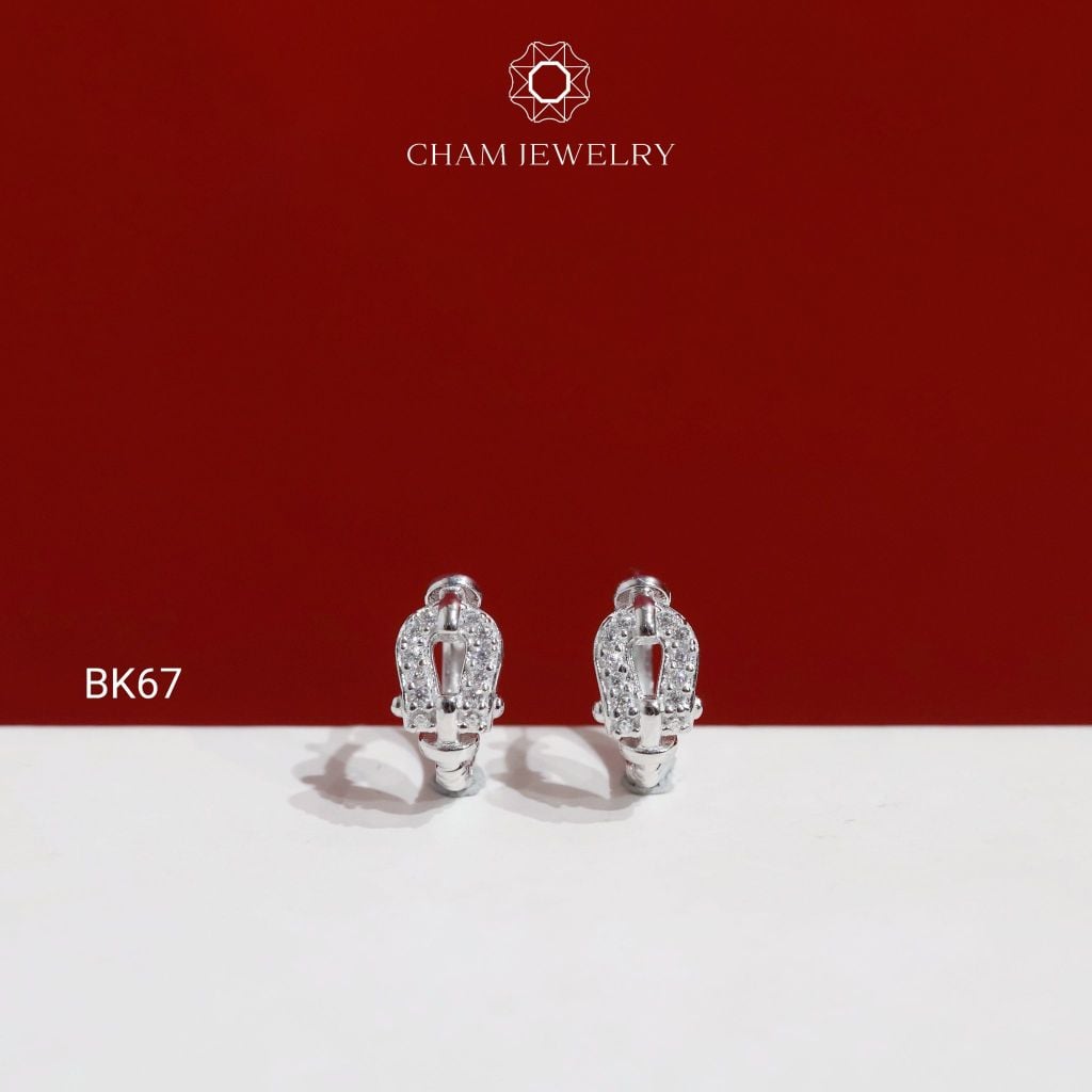 Hoa Tai BK67 CHAM JEWELRY, Hoa Tai Khoen Kiểu (Barcode TBK386).