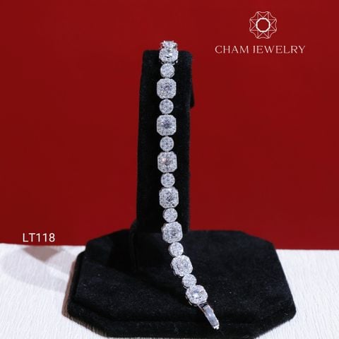 Lắc Tay LT118 CHAM JEWELRY, Xoàn Vuông Khoá Cao Cấp 4.0mm (Barcode TLT1045).