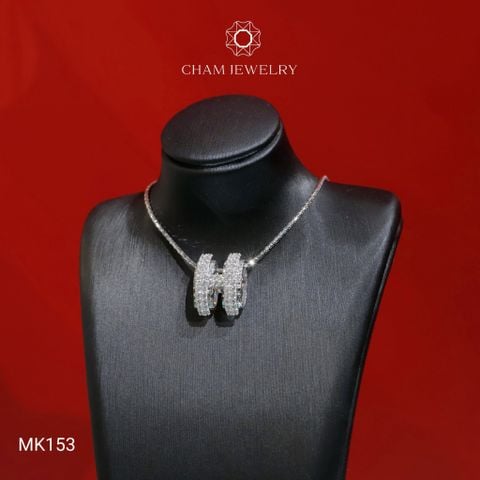 Mặt Dây Chuyền MK153 CHAM JEWELRY, Mặt Xỏ Chữ H Full Đá Tấm Bản 12.0mm (Barcode TMX421).