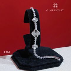 Lắc Tay LT61 CHAM JEWELRY, Lắc Tay Cỏ 4 Lá Chạm Máy Full Đá 2.5mm (Barcode TLT1416).