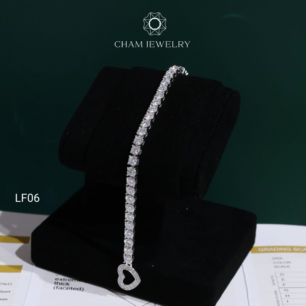 Lắc Tay LF06 CHAM JEWELRY, Full 4.0mm Khóa Tim (Barcode OLT1 - OLT2-OCL16 ).