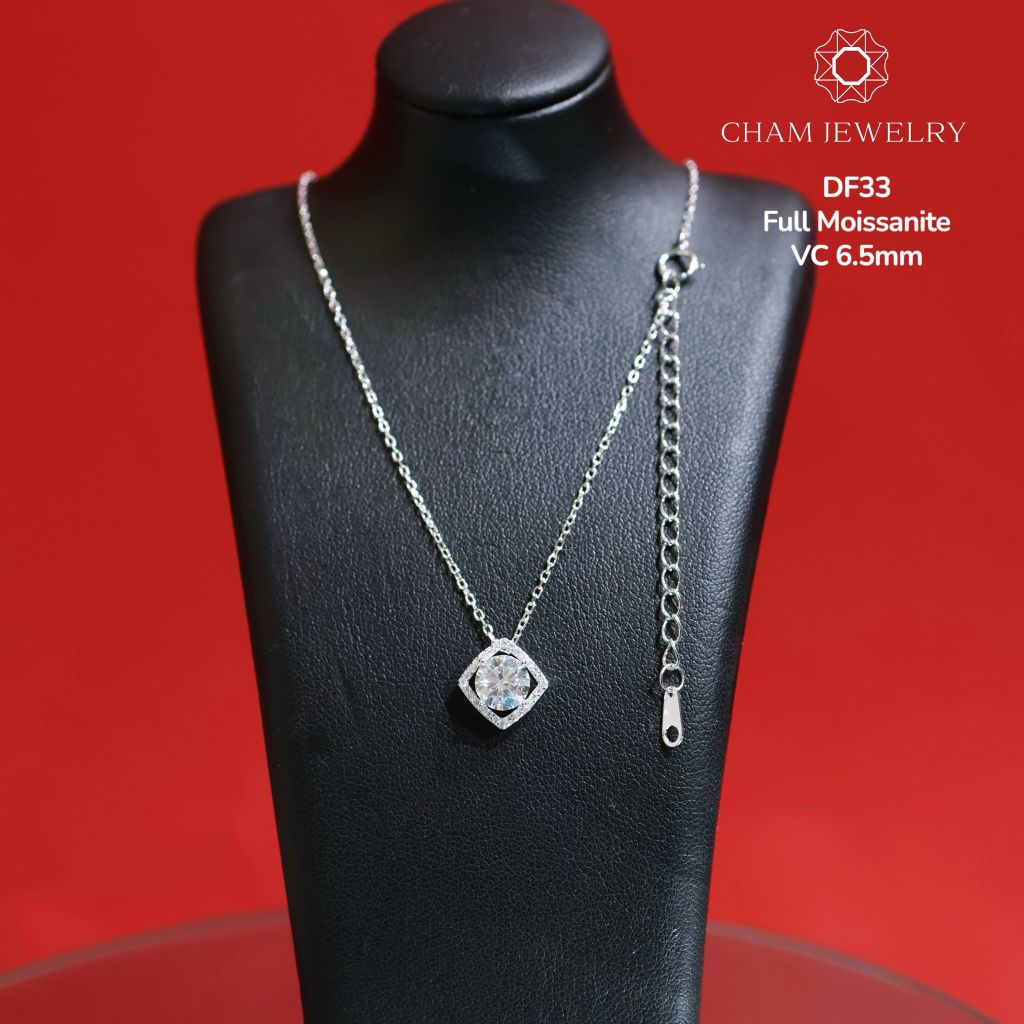 Dây Chuyền CHAM JEWELRY DF33, Moissanite Chủ 6.5mm (Barcode CDM258).