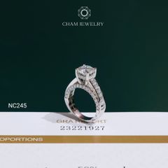 Nhẫn NC245 CHAM JEWELRY, Full Moissanite Chủ 7.5mm (Barcode OCNN52)