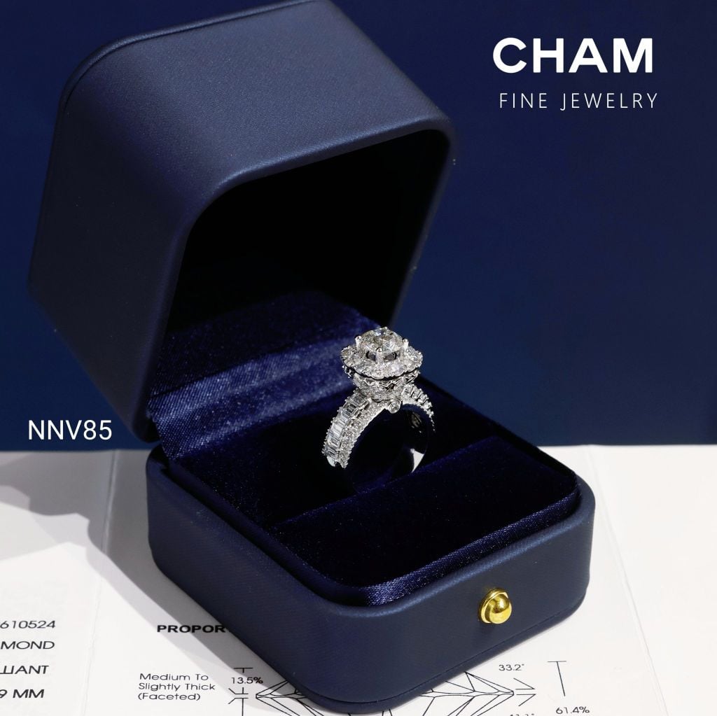 Nhẫn Nữ NNV85 Vàng 10k Chủ 7.2mm Kim Cương Lab Grown Diamond (Barcode DNU13)