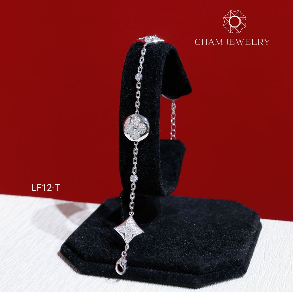 Lắc Tay LF12 CHAM JEWELRY, Lắc 4 Lá Moissanite (Barcode OLT05)