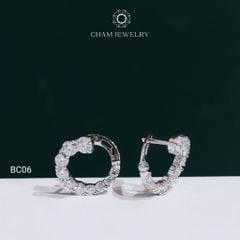 Hoa Tai CHAM JEWELRY BC06, Full Moissanite Cao Cấp (Barcode OCB50).