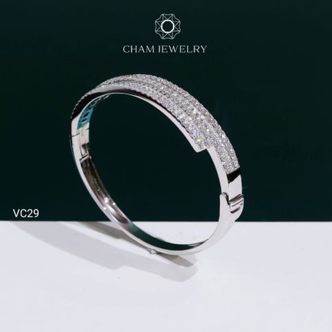 Vòng Tay VC29 CHAM JEWELRY, Vòng Tay Nửa Hàng Đá Full Moissanite C&C (OCV22).