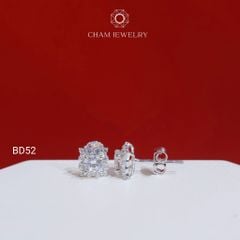 Hoa Tai BD52 CHAM JEWELRY, Hoa Tai Xoàn Vuông Tia Chủ 4.0mm (Barcode TBD1675).