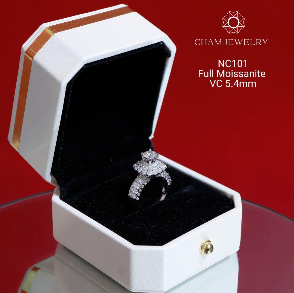 Nhẫn NC101 CHAM JEWELRY, Full Đá Moissanite, Chủ 5.4mm (Barcode ONNU34)