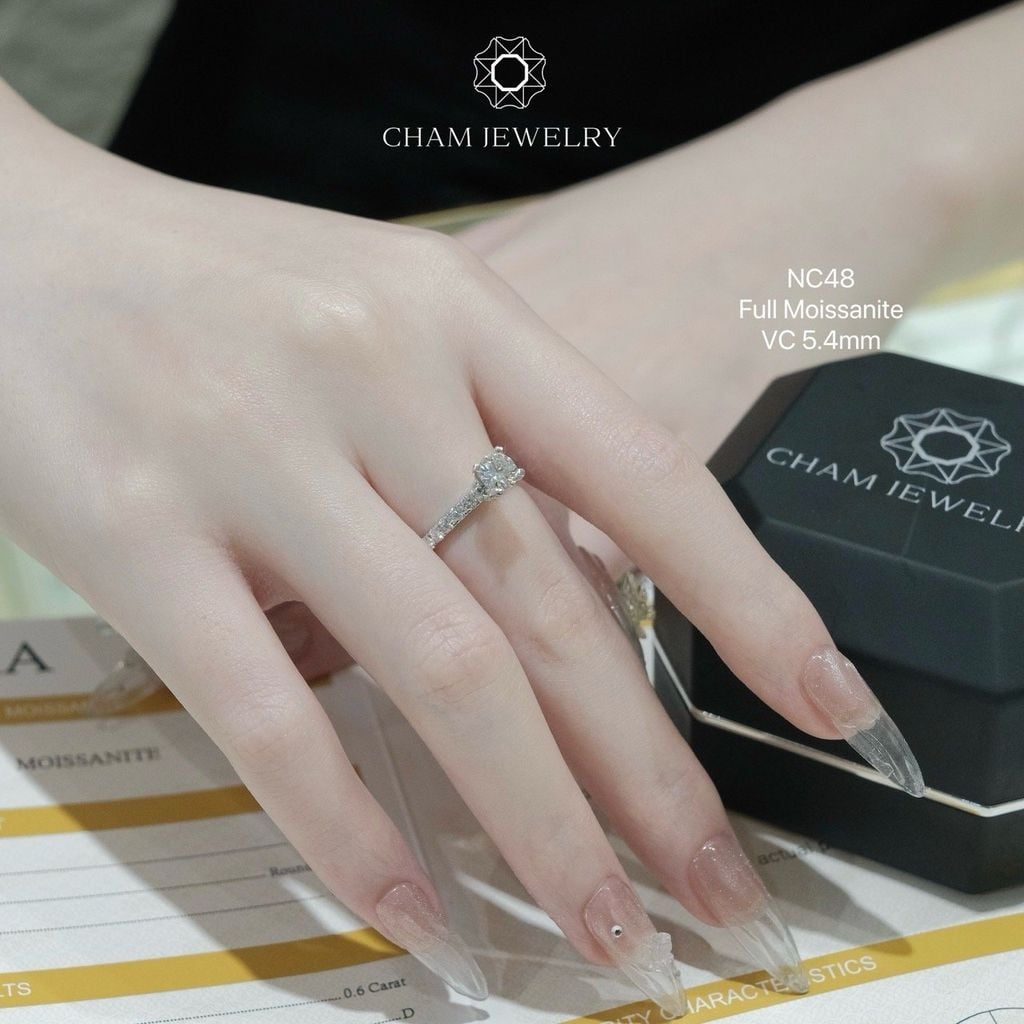 Nhẫn NC48 CHAM JEWELRY, Full Kim Cương Moissanite Chủ 5.5mm (Barcode ONNU39).