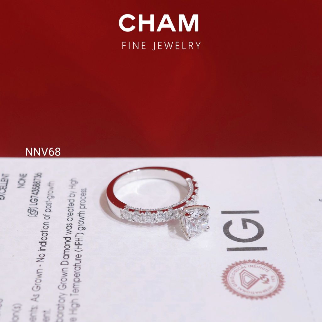Nhẫn Nữ NNV68 Vàng 10k Chủ 6.3 Kim Cương Lab Grown Diamond