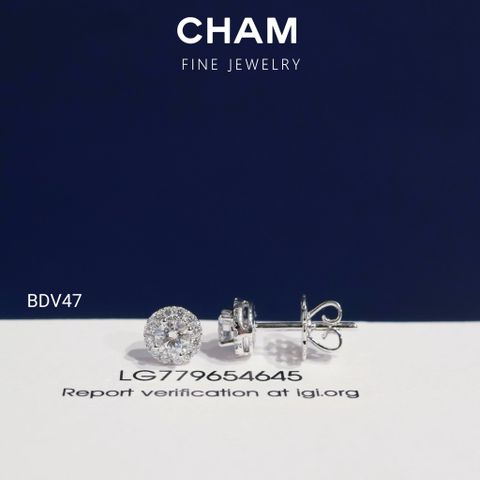 Hoa Tai BDV47 Vàng 10k Chủ 4.0mm Kim Cương Lab Grown Diamond (Barcode DBT2)