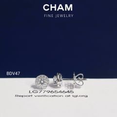 Hoa Tai BDV47 Vàng 10k Chủ 4.0mm Kim Cương Lab Grown Diamond (Barcode DBT2)