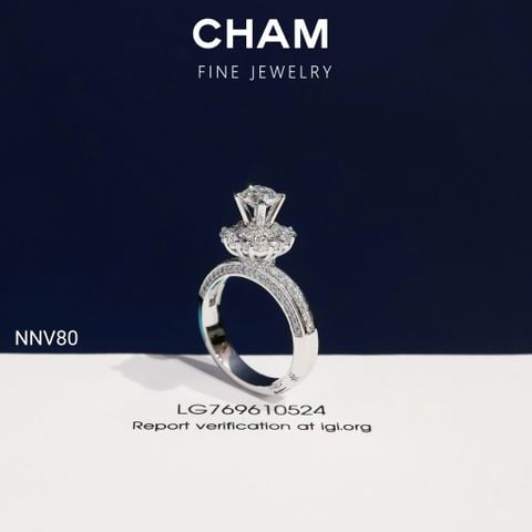 Nhẫn Nữ NNV80 Vàng 10k Chủ 5.4mm Kim Cương Lab Grown Diamond (Barcode DNU012)
