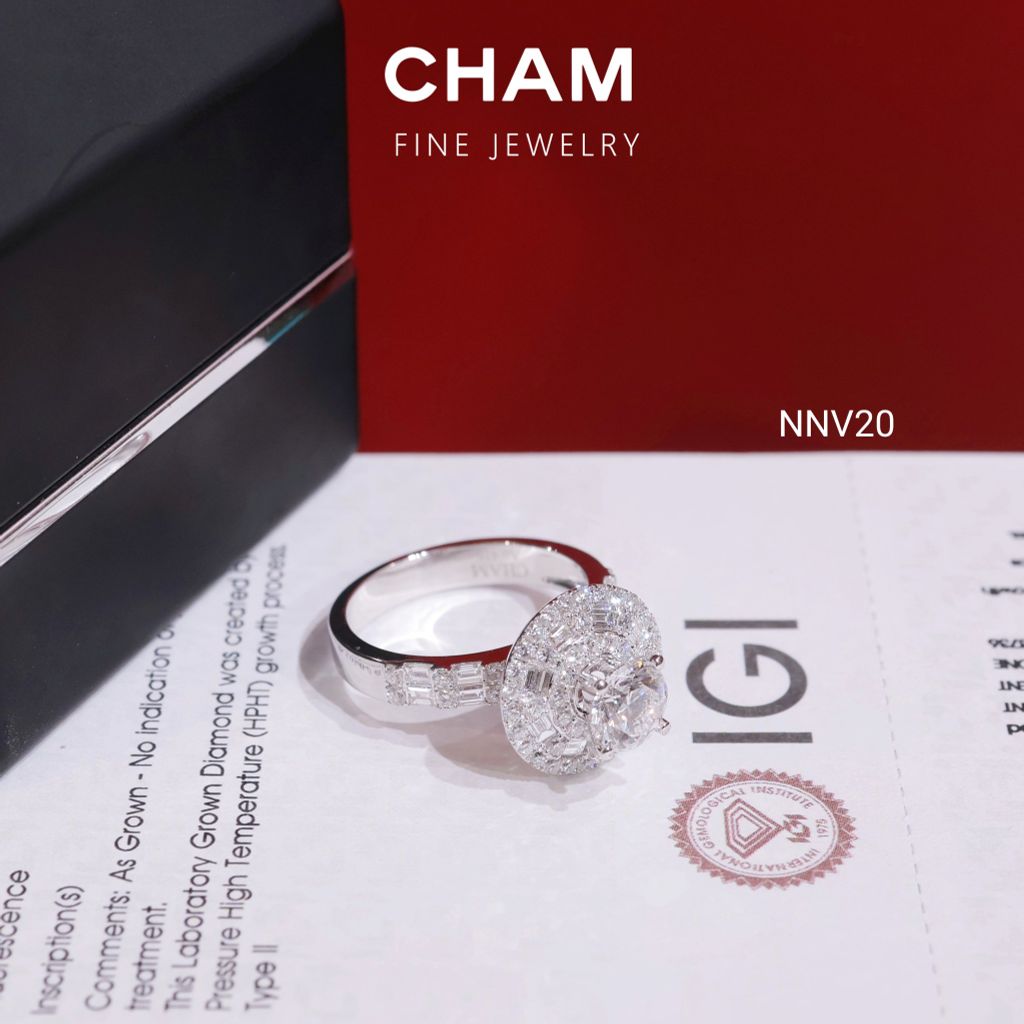 Nhẫn Nữ NNV20 Vàng 10k Chủ 6.3mm Kim Cương Lab Grown Diamond