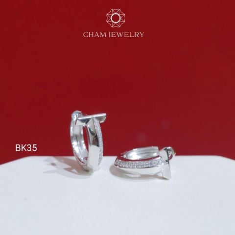 Hoa Tai BK35 CHAM JEWELRY, Hoa Tai Khoen Bản 3.0mm (Barcode TVB297B).