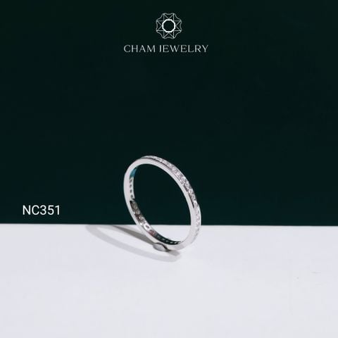 Nhẫn NC351 CHAM JEWELRY, Nhẫn Kết Full Moissanite Bản 1.8mm (Barcode OCNN112)