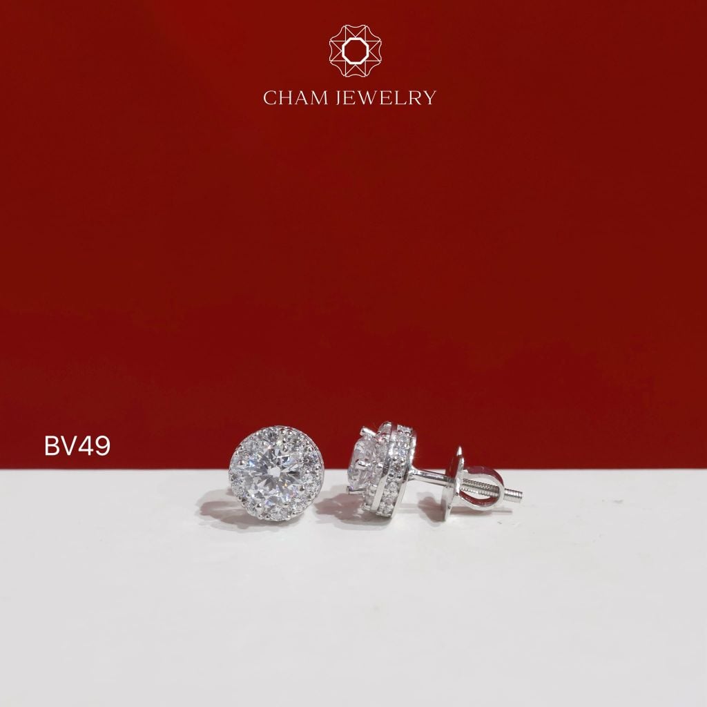 Hoa Tai BV49 CHAM JEWELRY , Chủ 5.0mm ( Barcode TBV542).