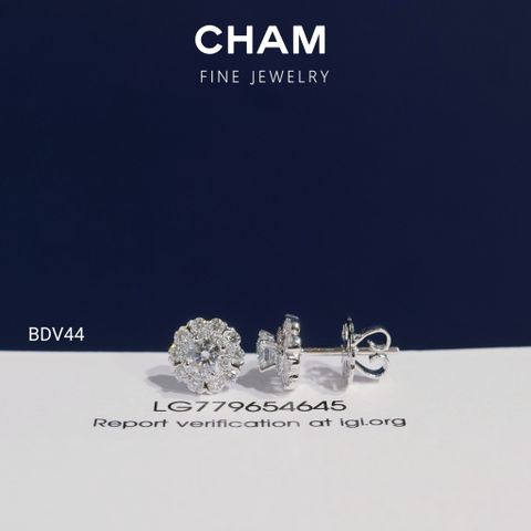 Hoa Tai BDV44 Vàng 10k Chủ 4.0mm Kim Cương Lab Grown Diamond (Barcode DBT5)