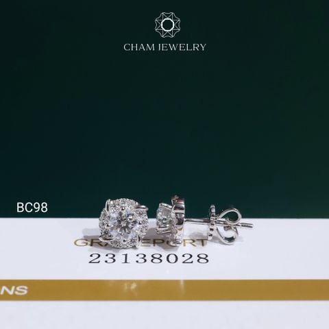 Hoa Tai BC98 CHAM JEWELRY, Hoa Tai Full Moissanite Chủ 5.0mm (Barcode OCB27)