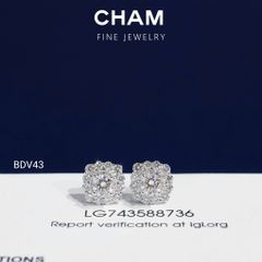 Hoa Tai BDV43 Vàng 10k Chủ 4.0mm Kim Cương Lab Grown Diamond (Barcode DBT1)