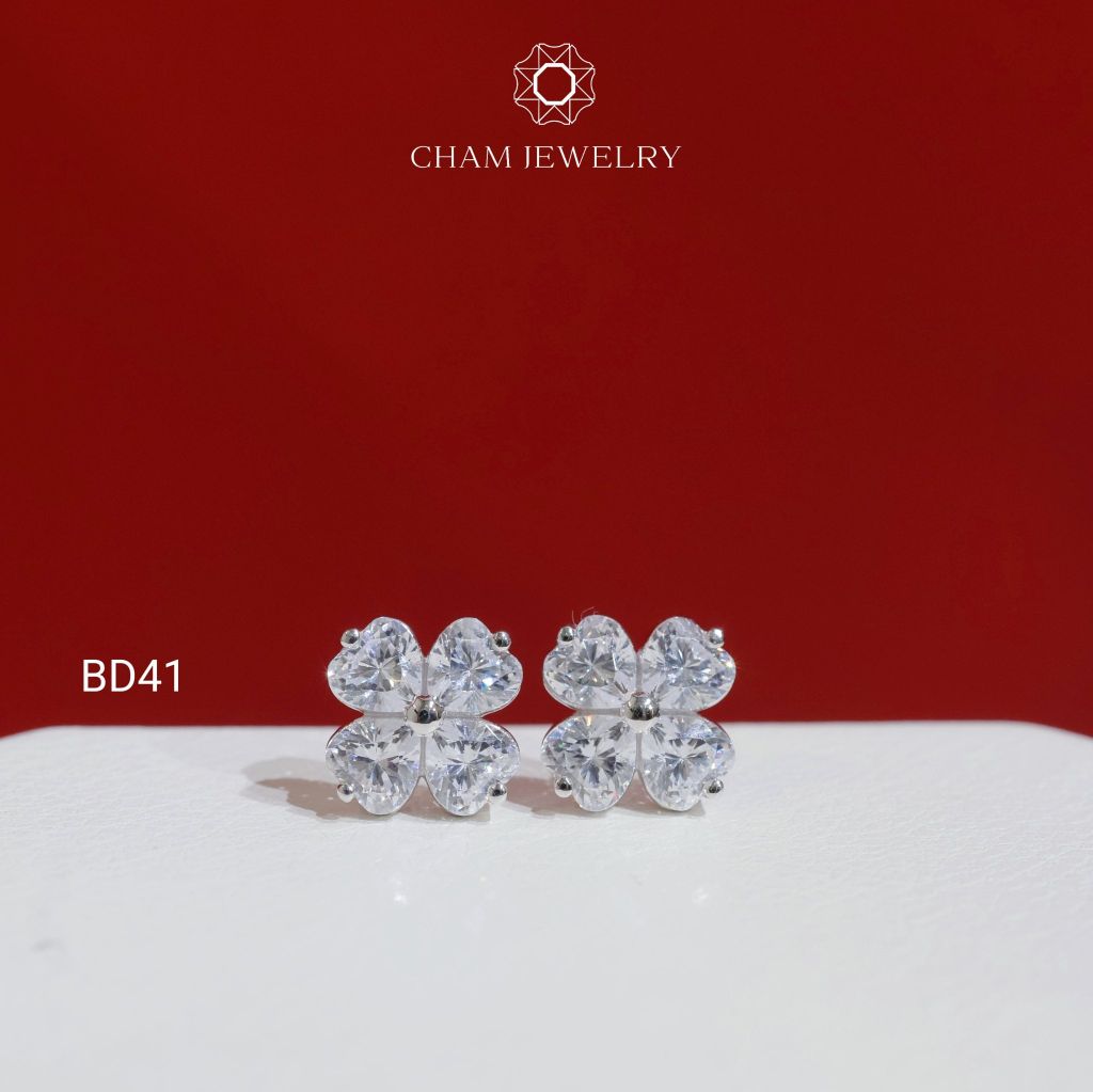 Hoa Tai BD41 CHAM JEWELRY, Hoa Tai Cỏ 4 Lá  (Barcode TBD1586).