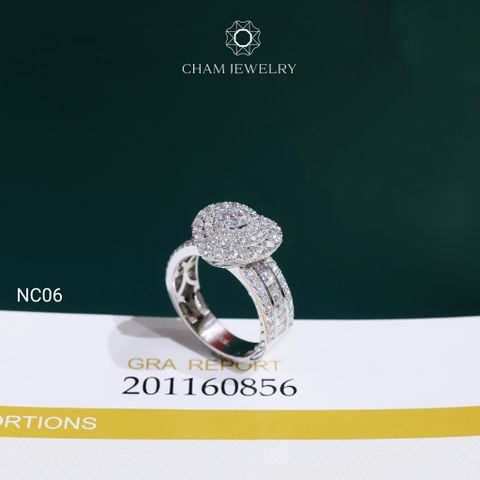 Nhẫn CHAM JEWELRY NC06, Nhẫn Chủ Tim Full Moissanite Cao Cấp (Barcode TVM24).