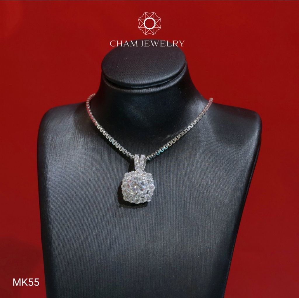 Mặt Dây Chuyền MK55 CHAM JEWELRY, Vuông Chủ 6.0mm (Barcode TMX396)