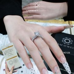 Nhẫn NC129 CHAM JEWELRY, Full Đá Moissanite Chủ 8.1mm (Barcode OTN04)