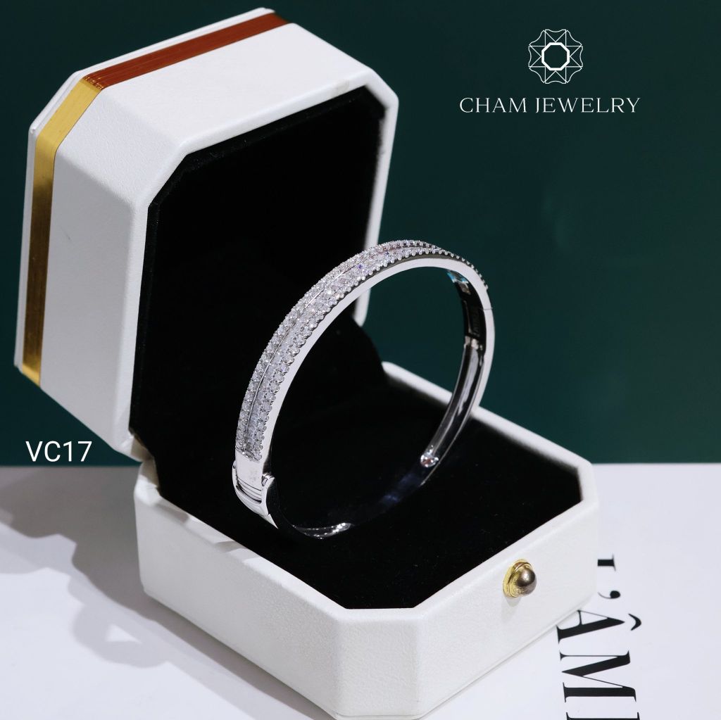 Vòng Tay VC17 CHAM JEWELRY, Vòng Tay Nửa Hàng Đá Full Moissanite (Barcode OCV13).