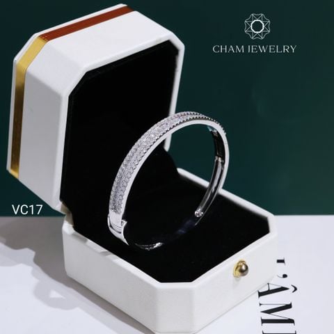 Vòng Tay VC17 CHAM JEWELRY, Vòng Tay Nửa Hàng Đá Full Moissanite (Barcode OCV13).