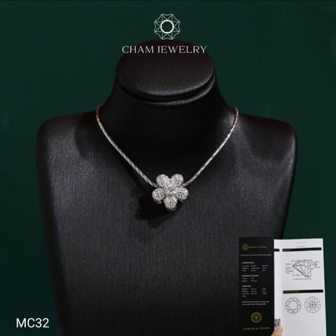 Mặt Dây Chuyền MC32 CHAM JEWELRY , Mặt Hoa 5 Lá Đá Moissanite C&C (Barcode OCM05).