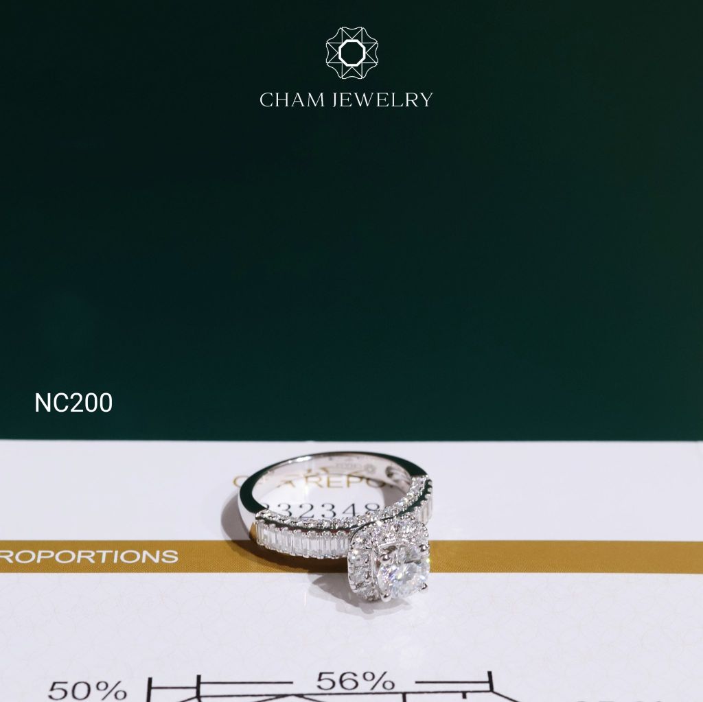 Nhẫn NC200 CHAM JEWELRY, Full Moissanite Chủ 6.0mm (Barcode OCNN27)