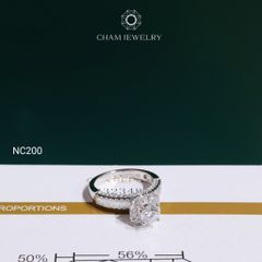 Nhẫn NC200 CHAM JEWELRY, Full Moissanite Chủ 6.0mm (Barcode OCNN27)