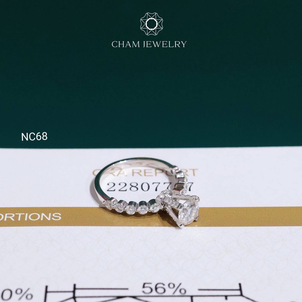 Nhẫn NC68 CHAM JEWELRY, Full Moissanite Chủ 5.4mm (Barcode ONNU87)