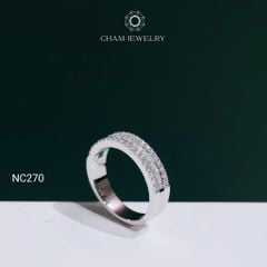 Nhẫn NC270 CHAM JEWELRY, Nhẫn Full Đá Moissanite C&C Bản 5.0mm (Barcode OCNN123)