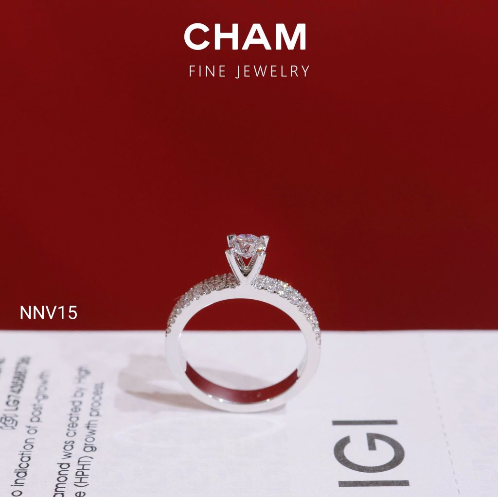 Nhẫn Nữ NNV15 Vàng 10k Chủ 4.5mm Kim Cương Lab Grown Diamond