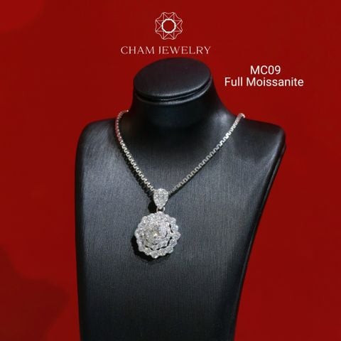Mặt Dây Chuyền MC09 CHAM JEWELRY , Full Moissanite Cao Cấp, Chủ 5.4mm (Barcode OM01).