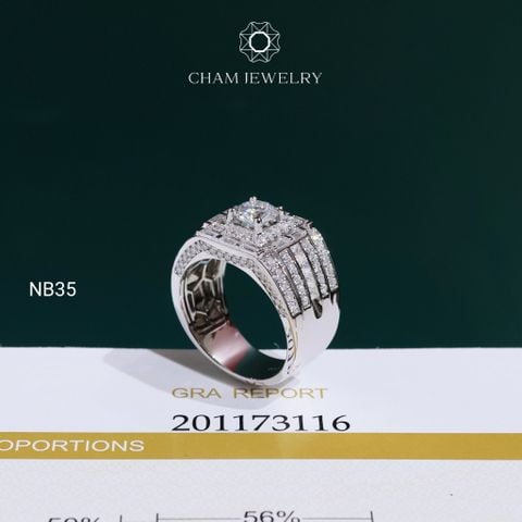 Nhẫn Nam NB35 CHAM JEWELRY, Full Moissanite Chủ 6.3mm (Barcode ONNA70)