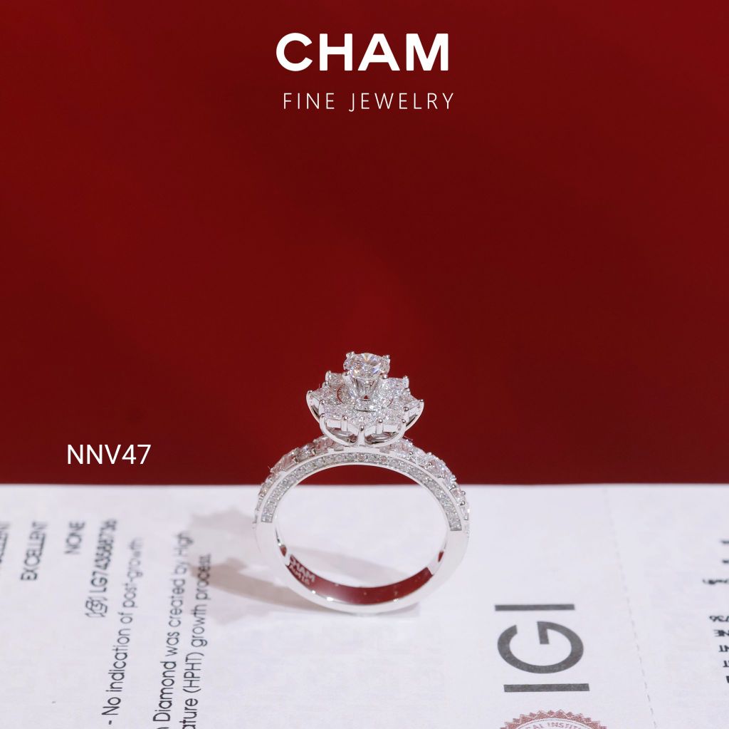 Nhẫn Nữ NNV47 Vàng 10k Chủ 4.5mm Kim Cương Lab Grown Diamond